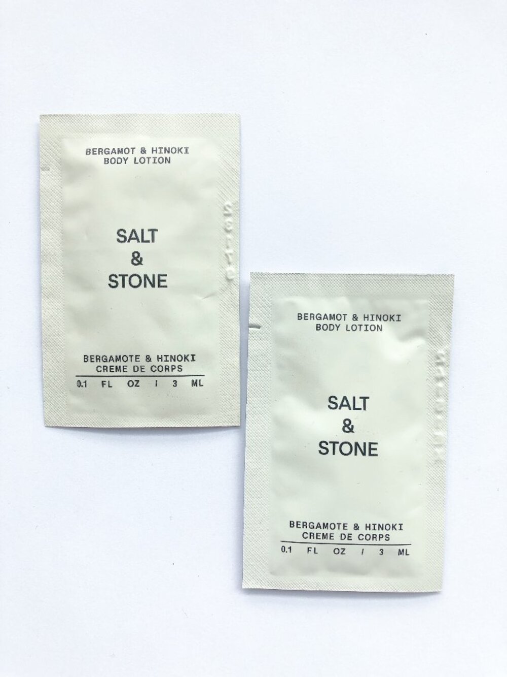 5/$20 Salt & Stone Bergamot & Hinoki Body Lotion Sample Packs x2